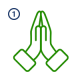 Green outlined hands in a prayer position, symbolizing addiction recovery, are set against a blue circle with the number one in the top left corner.