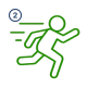 Illustration of a green stick figure running with motion lines, symbolizing the journey towards addiction recovery, accompanied by a number 2 in a circle.